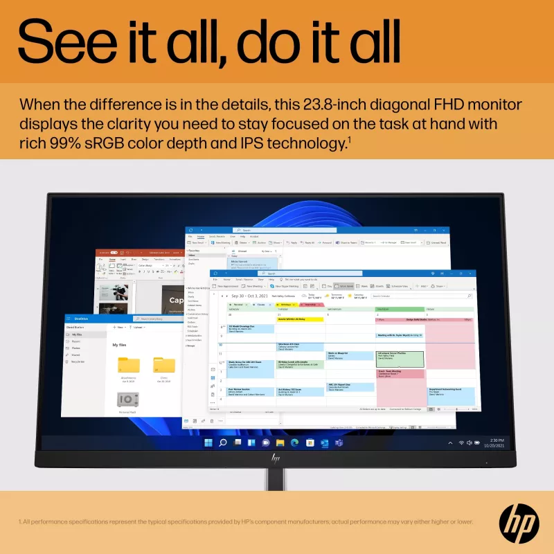 HP E24 G5 FHD PVC Free monitors, 60,5 cm (23,8 collas), 1920 x 1080 pikseļi, Full HD, LCD, 5 ms, Melns, Sudrabs