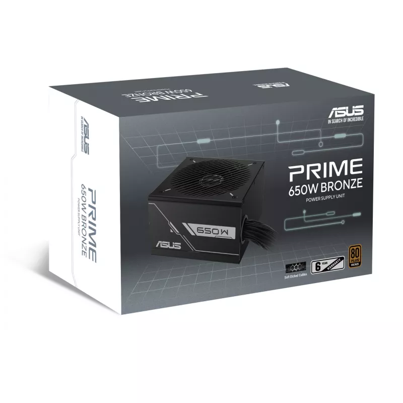 Barošanas bloks ASUS Prime 650W ATX 20+4 pin, 80 PLUS Bronze, melns, 13,5 cm ventilators