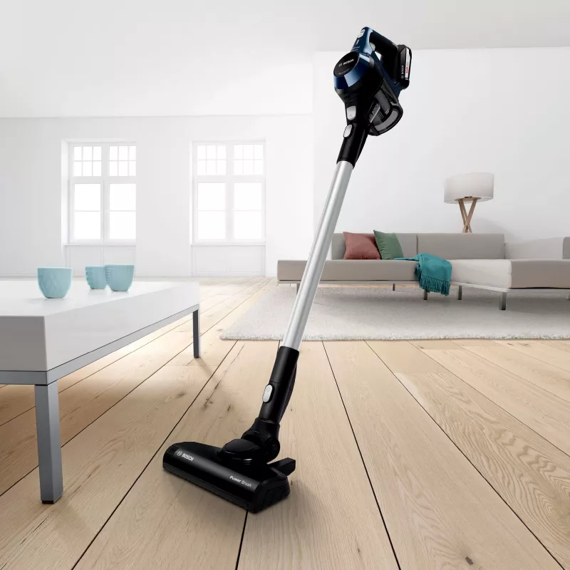 Bosch Serie 6 BBS611PCK putekļsūcējs ar kātu/elektriskā slota 2-in-1 putekļsūcējs ar kātu Baterija Sausā tīrīšana Higiēnas filtrs Bez maisiņa Zils 2,5 Ah