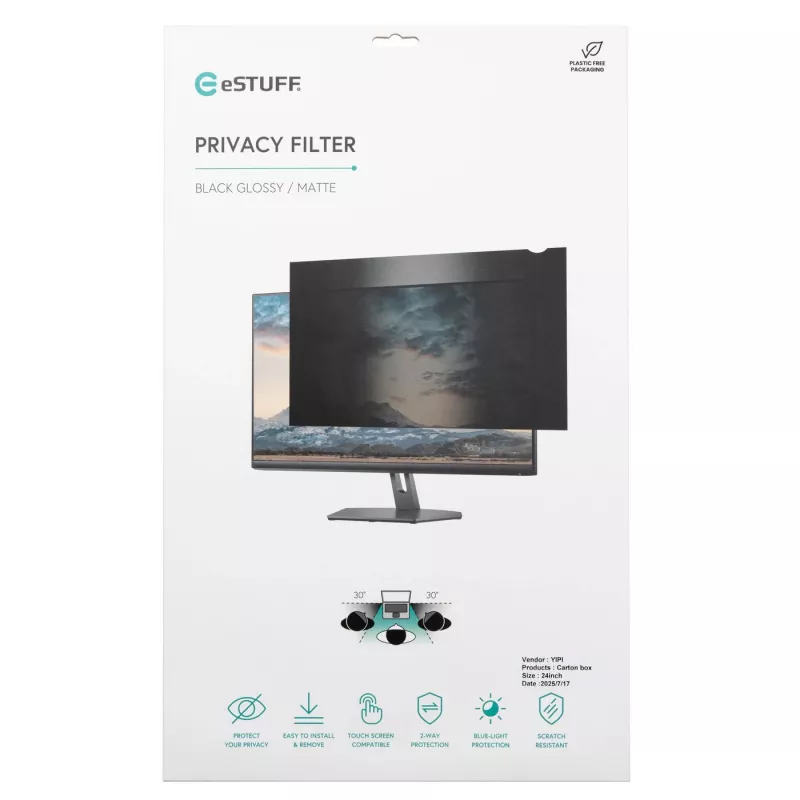 Displeja privātuma filtrs eSTUFF GLBB19408255 16:9 24 collas