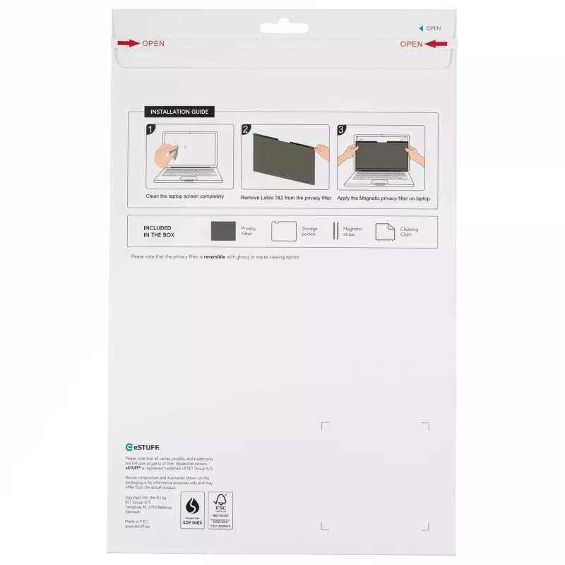Frameless display privacy filter eSTUFF GLBM15351204 39.6 cm 15.6 inch