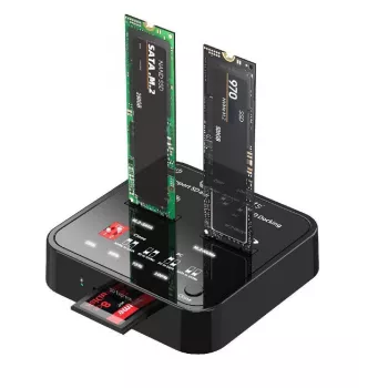 Multivides dublētājs CoreParts MS-CLONER-M2-SD Melns USB Type-C M.2