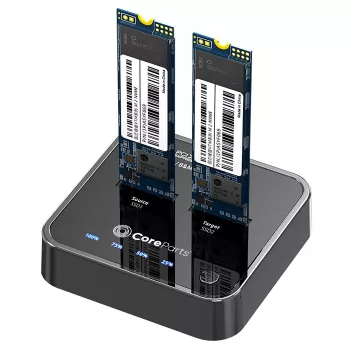 CoreParts MS-CLONER-NVME atmiņas diska dokstacija USB 3.2 Gen 2 (3.1 Gen 2) Type-C melna
