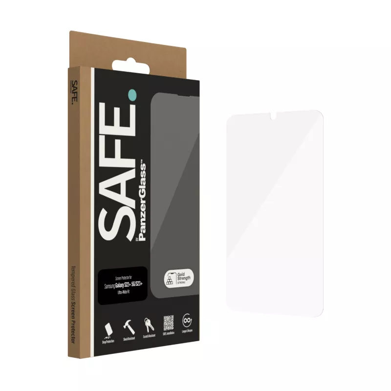 Ekrāna aizsargs PanzerGlass SAFE. by ® Samsung Galaxy S22 Plus S23 Plus Ultra-Wide Fit pret skrāpējumiem triecienizturīgs