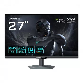 GIGABYTE G27Q20 27” QHD spēļu monitors - 2560 x 1440, 200Hz, 0.5ms, 350 cd/m², G-Sync Saderīga, FreeSync Premium, HDR10, HDMI 2.0, Displayport 1.4