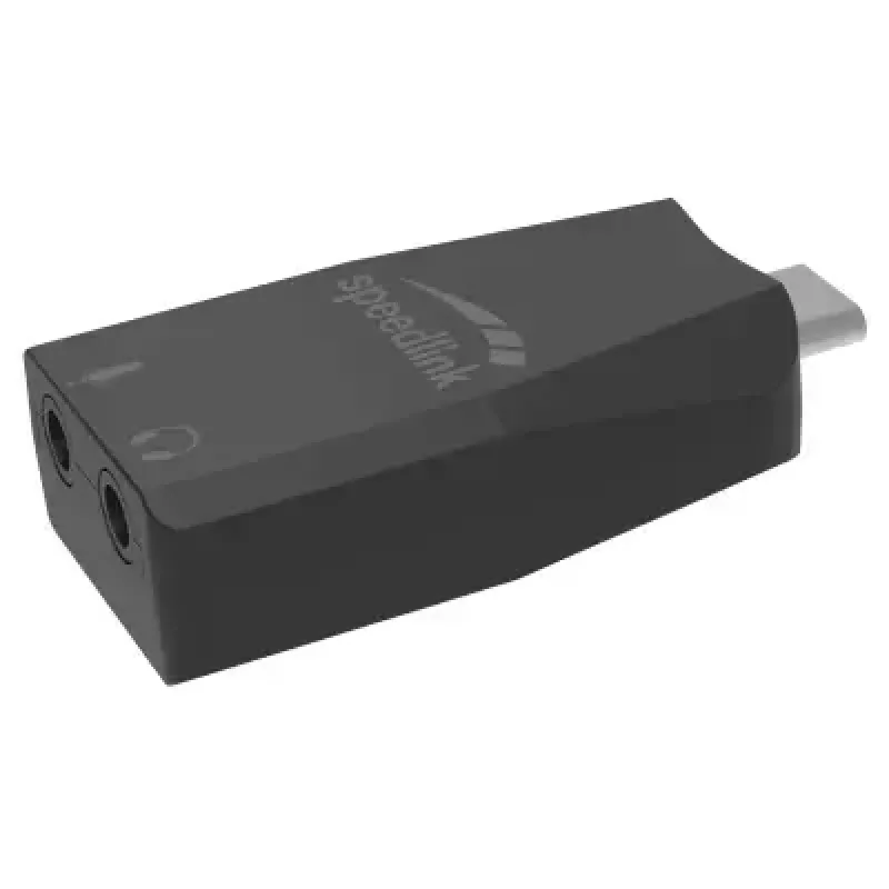 USB ārējais audio adapteris Speedlink VIGO USB — USB saskarne, 3,5 mm austiņu ligzda, melns, 8 g