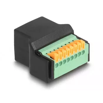 DeLOCK RJ45 sievišķais uz spaiļu bloka adapteris Melns Zaļš 1 gab.