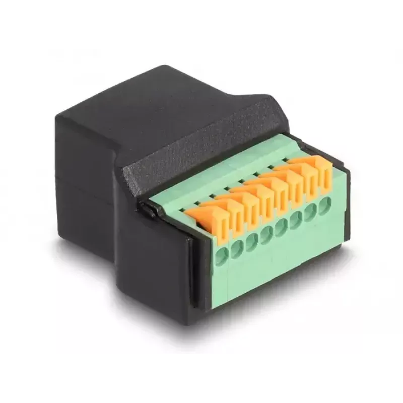 DeLOCK RJ45 sievišķais uz spaiļu bloka adapteris Melns Zaļš 1 gab.