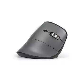 BakkerElkhuizen FastForward Pro pele, labās rokas, vertikāls dizains, optiskā, RF bezvadu + Bluetooth + USB Type-C, 5000 DPI, melna, pelēka