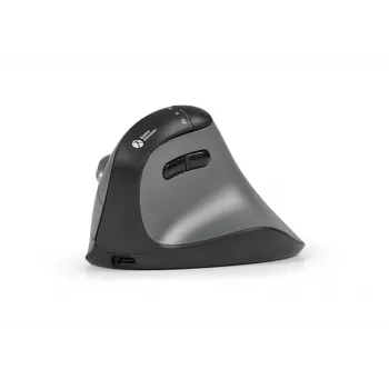 BakkerElkhuizen FastForward Pro pele, labās rokas, vertikāls dizains, optiskā, RF bezvadu + Bluetooth + USB Type-C, 5000 DPI, melna, pelēka