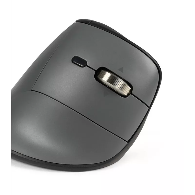 BakkerElkhuizen FastForward Pro pele, labās rokas, vertikāls dizains, optiskā, RF bezvadu + Bluetooth + USB Type-C, 5000 DPI, melna, pelēka