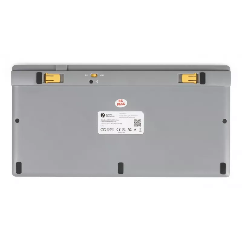 BakkerElkhuizen UltraBoard 950 V2 Wireless DE Qwertz, Tenkeyless (80 - 87%), vadu un bezvadu, USB + Bluetooth, šķērveida taustiņu slēdzis, QWERTZ, tumši pelēka, gaiši pelēka