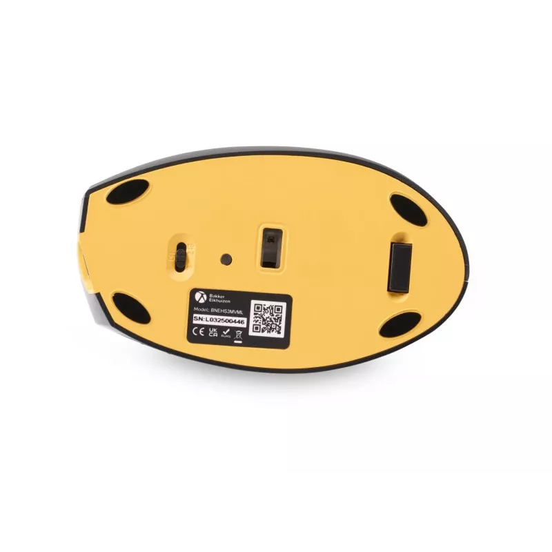 BakkerElkhuizen Handshake pele Left, kreisā roka, vertikālais dizains, optiskā, RF bezvadu + Bluetooth + USB Type-C, 6400 DPI, melna, pelēka