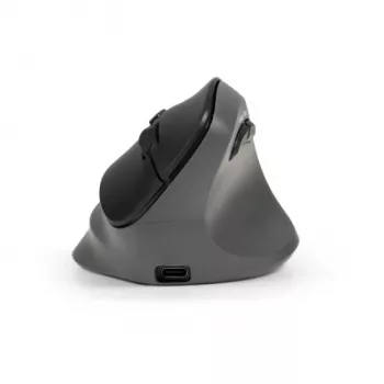 BakkerElkhuizen PRF Pro pele Labroku, Labā roka, Vertikāls dizains, Optiska, RF Bezvadu + Bluetooth + USB Type-C, 2400 DPI, Melna, Pelēka
