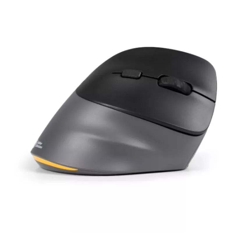 BakkerElkhuizen PRF Pro pele Labroku, Labā roka, Vertikāls dizains, Optiska, RF Bezvadu + Bluetooth + USB Type-C, 2400 DPI, Melna, Pelēka