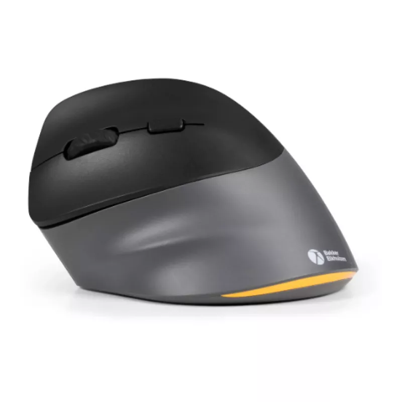 BakkerElkhuizen PRF Pro pele kreisā, kreiļiem, vertikāls dizains, optiskā, RF Bezvadu + Bluetooth + USB Type-C, 2400 DPI, melna, pelēka