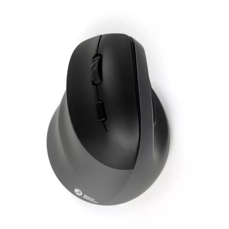 BakkerElkhuizen PRF Pro pele kreisā, kreiļiem, vertikāls dizains, optiskā, RF Bezvadu + Bluetooth + USB Type-C, 2400 DPI, melna, pelēka
