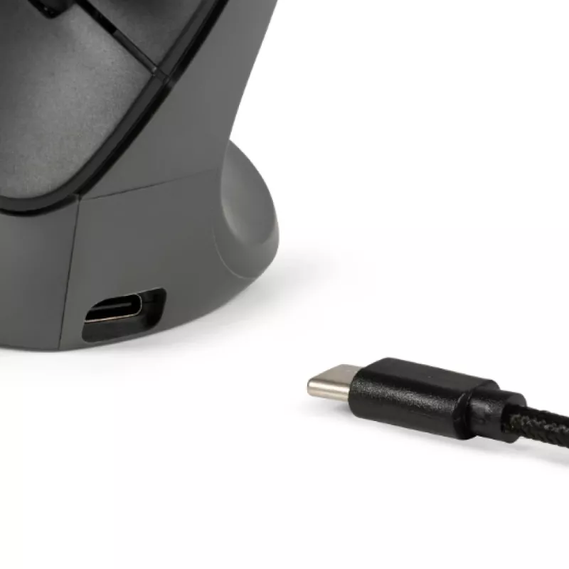 BakkerElkhuizen PRF Pro pele kreisā, kreiļiem, vertikāls dizains, optiskā, RF Bezvadu + Bluetooth + USB Type-C, 2400 DPI, melna, pelēka