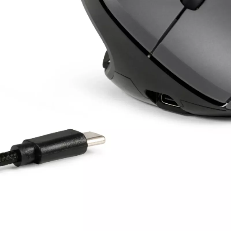 BakkerElkhuizen MidWay pele kreisā, kreisās rokas, vertikāls dizains, optiskā, RF bezvadu + Bluetooth + USB Type-C, 2400 DPI, pelēka, melna