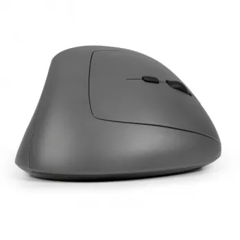 BakkerElkhuizen MidWay pele ar labo roku, labročiem, vertikāls dizains, optiskā, RF bezvadu + Bluetooth + USB Type-C, 2400 DPI, pelēka, melna