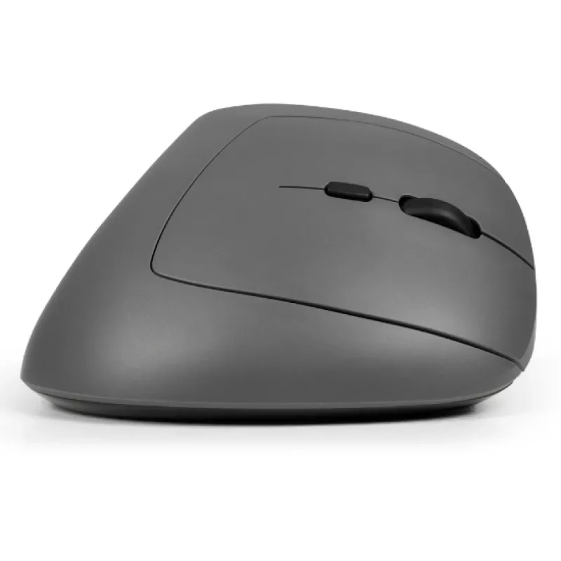 BakkerElkhuizen MidWay pele ar labo roku, labročiem, vertikāls dizains, optiskā, RF bezvadu + Bluetooth + USB Type-C, 2400 DPI, pelēka, melna