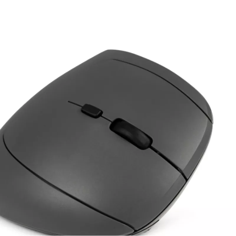 BakkerElkhuizen MidWay pele ar labo roku, labročiem, vertikāls dizains, optiskā, RF bezvadu + Bluetooth + USB Type-C, 2400 DPI, pelēka, melna