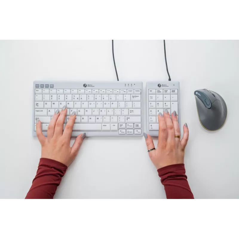 BakkerElkhuizen UltraBoard 955 V2 Numeric, USB, 22, Laptop/PC, 1.5 m, Dark pelēka, Light pelēka