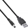 InLine USB līdzstrāvas barošanas adaptera kabelis, USB A spraudnis uz DC 5.5x2.10 mm spraudni, melns, 1 m