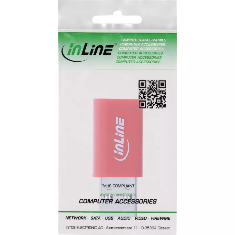 InLine 31652 kabeļa dzimumu pārveidotājs USB-A USB-C sarkans