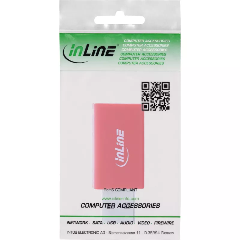 Gender changer kabelis InLine 31653 USB-A to USB-A, USB 2.0, red