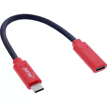 InLine USB-C dzimuma pārveidotāja adapteris 31654, USB-C uz USB-C, 0,2 m, sarkans