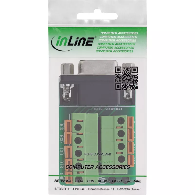 InLine 92501A vadu savienotājs Spaiļu bloks / D-Sub 9 Melna, Zaļa