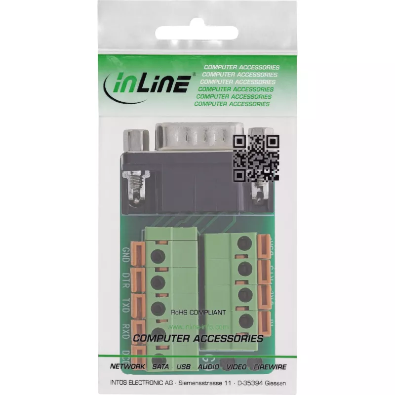 InLine 92501B vadu savienotāja spaiļu bloks / D-Sub 9 Melns, Zaļš