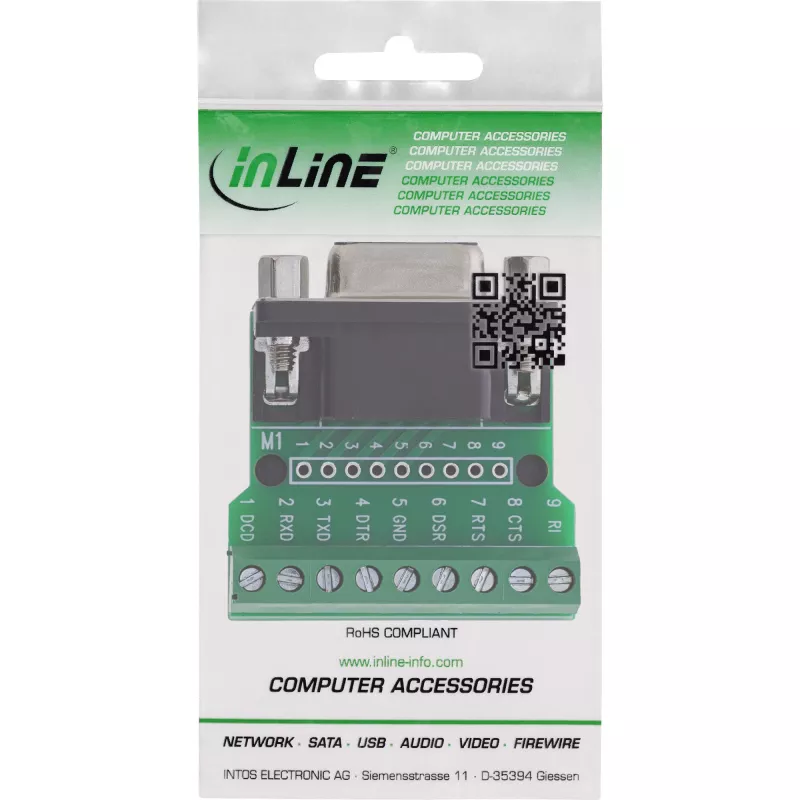 InLine 92501C vadu savienotājs Spaiļu bloks / D-Sub 9 Melns, Zaļš