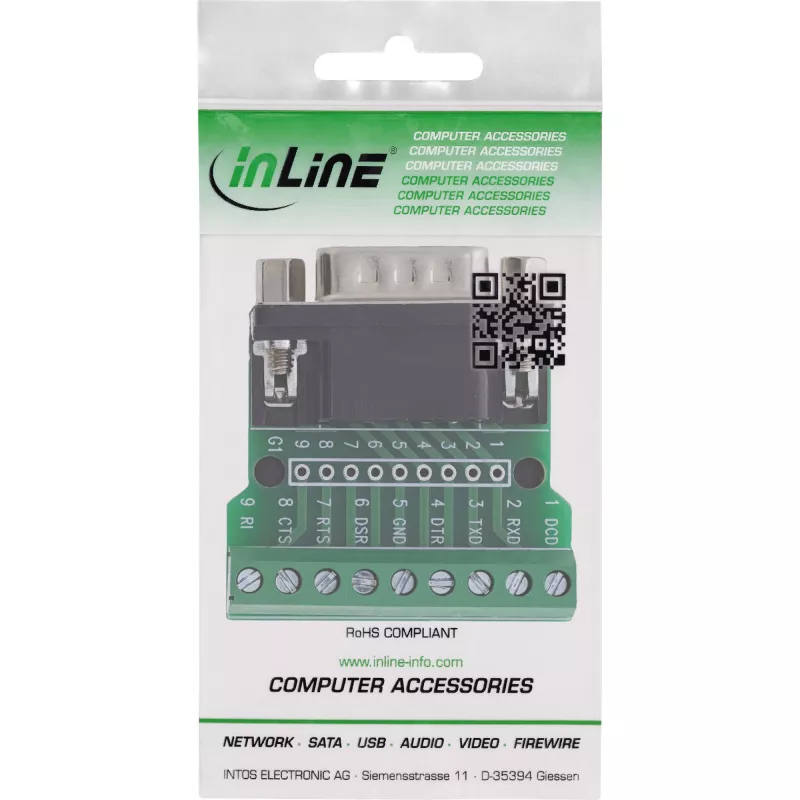 InLine 92501D stieples savienotājs Spaiļu bloks / D-Sub 9 Melns, Zaļš