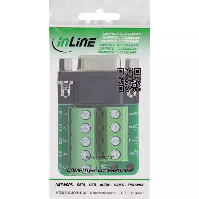 InLine 92501E stieples savienotājs Spaiļu bloks / D-Sub 9 Melns, Zaļš