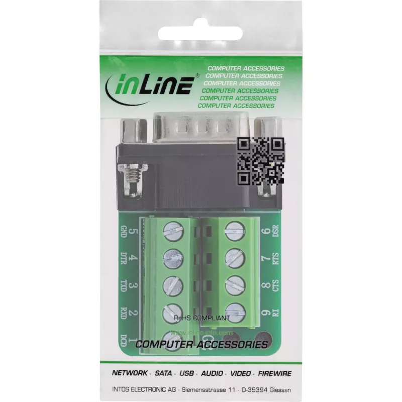 InLine 92501F vadu savienotājs Spaiļu bloks / D-Sub 9 Melns, Zaļš