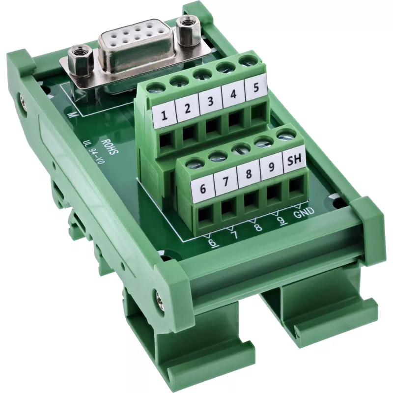 InLine 92501K vadu savienotājs, spaiļu bloks / D-Sub 9, zaļš