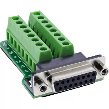InLine 92502A vadu savienotājs Spaiļu bloks / D-Sub 15 Melns, Zaļš
