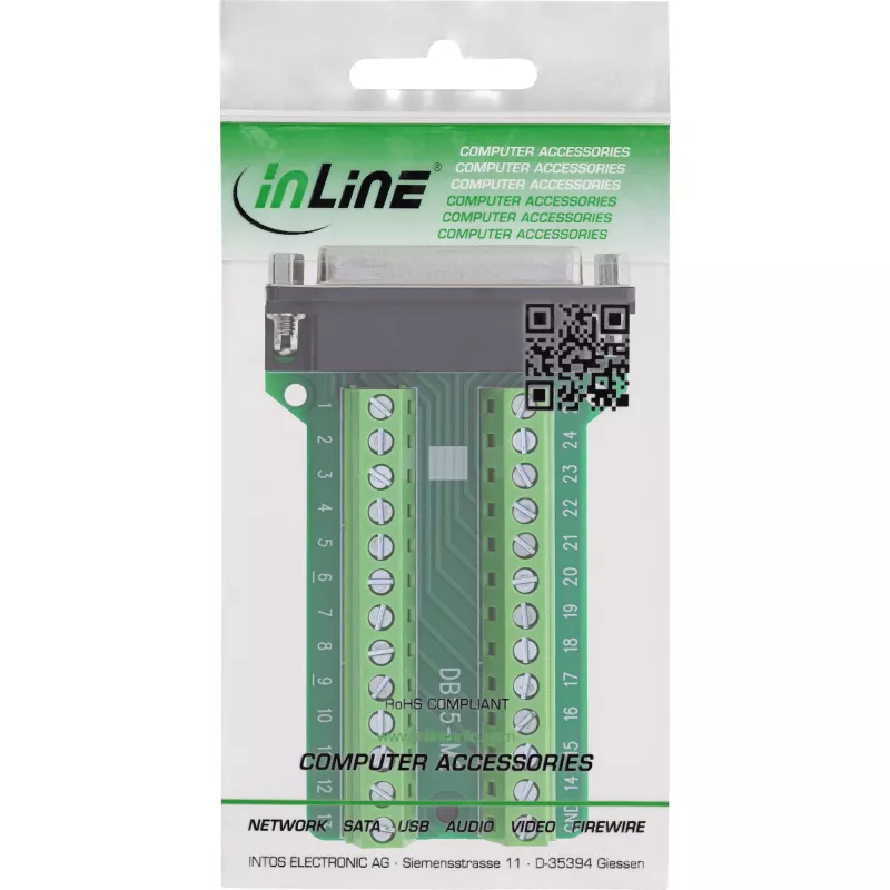 InLine 92502E wire connector Terminal block / D-Sub 25 zaļa