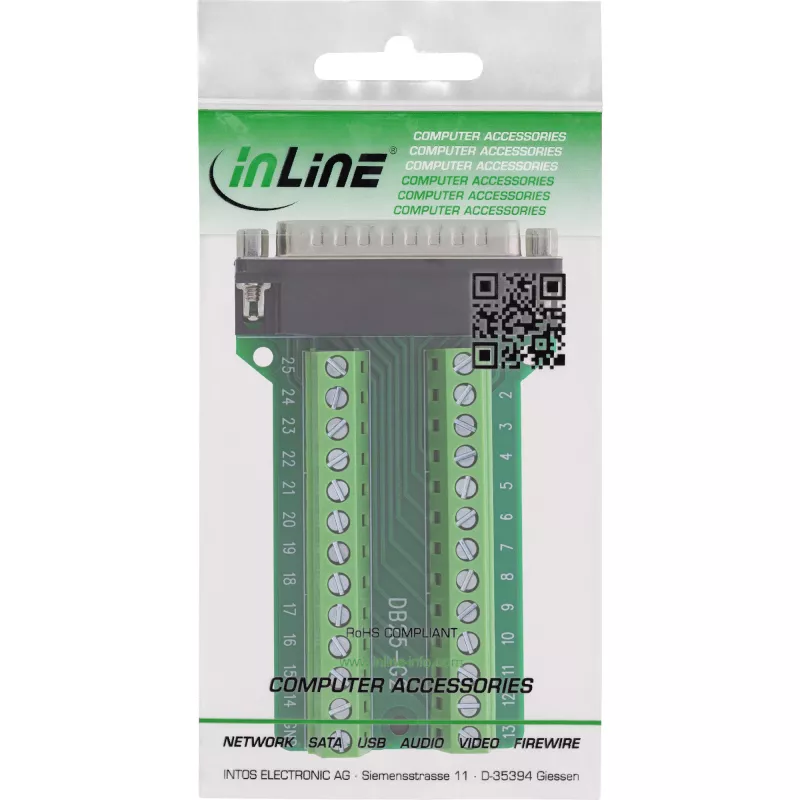 InLine 92502F vadu savienotājs Spaiļu bloks / D-Sub 25 Zaļa