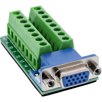 InLine 92503A vadu savienotājs, kontaktu bloks, VGA (HD15), zils, zaļš