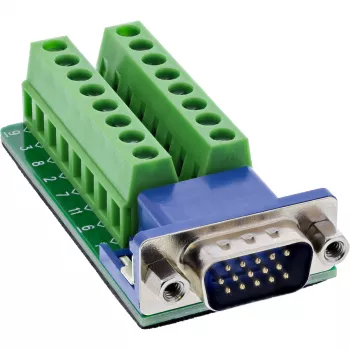 InLine 92503B stieples savienotājs Spaiļu bloks, VGA (HD15) Zils, Zaļš