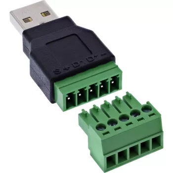 InLine 92504A vadu savienotājs USB-A / spaiļu bloks, 5 kontaktu, melns, zaļš