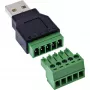 InLine 92504A vadu savienotājs USB-A / spaiļu bloks, 5 kontaktu, melns, zaļš