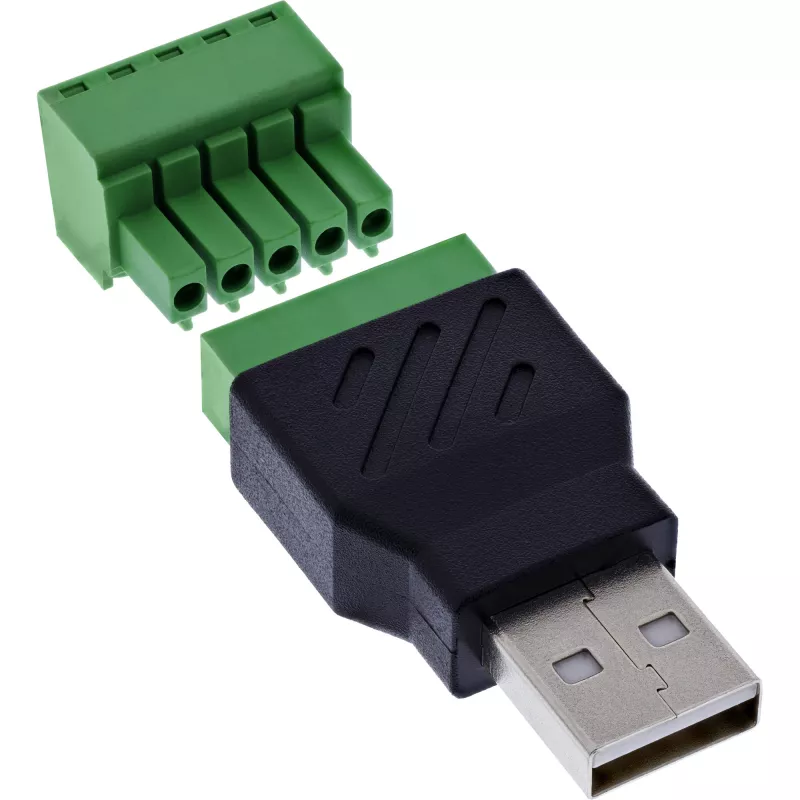 InLine 92504A vadu savienotājs USB-A / spaiļu bloks, 5 kontaktu, melns, zaļš