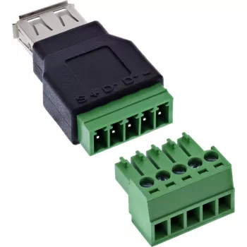 InLine 92504B vadu savienotājs USB-A / spaiļu bloks, 5 kontaktu Melns, Zaļš