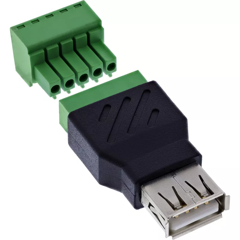 InLine 92504B vadu savienotājs USB-A / spaiļu bloks, 5 kontaktu Melns, Zaļš