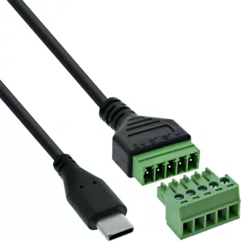 InLine 92504E vadu savienotājs USB-C / Spaiļu bloks, 5 kontaktu, melns, zaļš