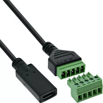 InLine 92504F vadu savienotājs USB-C / spaiļu bloks, 5 kontaktu Melns, Zaļš